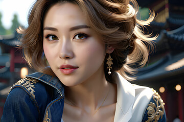 Fototapeta premium portrait of a 20 years old beautiful asian idol girl