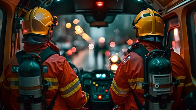 iremen working inside an emergency vehicle,generative ai