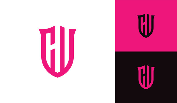 Fototapeta Emblem letter CW initial shield soccer football esport logo design