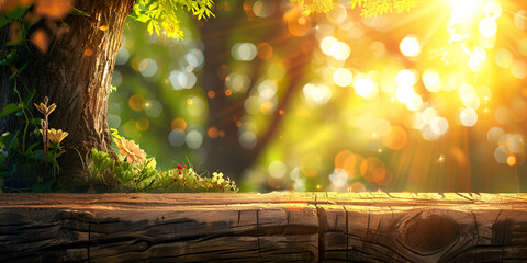 close up view of tree and wood nature design with bokeh lights effect background with glittering