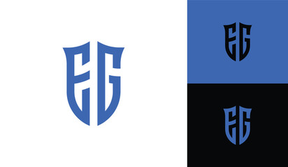Emblem letter EG initial shield soccer football esport logo design