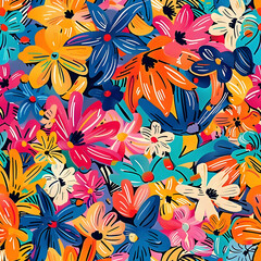 Fototapeta na wymiar seamless pattern with flowers ai generative 