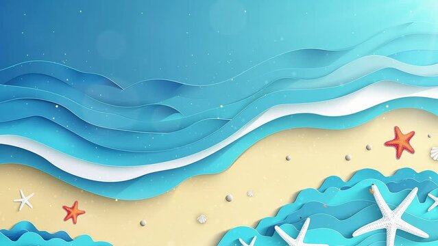 abstract blue sea and beach summer background. seamless looping overlay 4k virtual video animation background