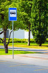 empty bus stop without people, vertical image