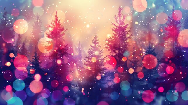 Christmas trees and lights with colorful colors. Generate AI image