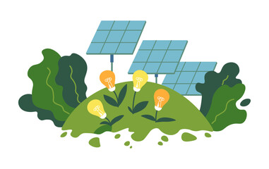 Renewable and sustainable energy production vector - obrazy, fototapety, plakaty