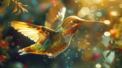 Hovering hummingbird