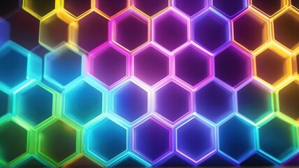 Geometric lines, seamless, hexagonal pattern, rainbow colors