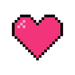 Pixel heart icon transparent background.