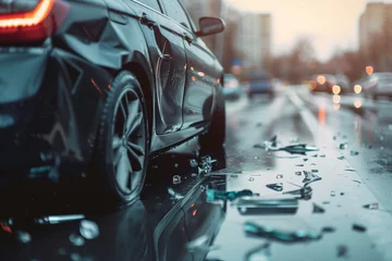 Fotobehang car accident impact, car window glass broken, insurance, car crash © INTAN