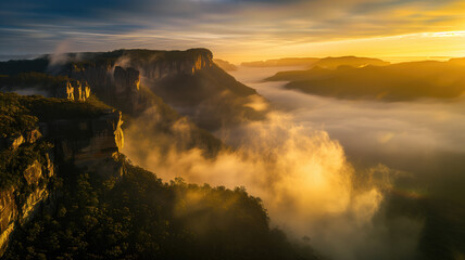 Sunrise Over Misty Mountain Valleys - peaceful nature - The sun rises over the montain