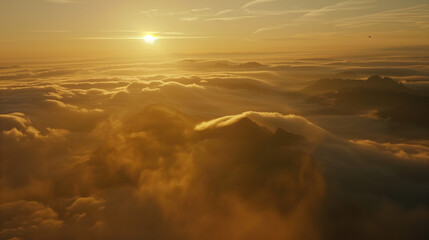 Sunrise Over Misty Mountain Valleys - peaceful nature - The sun rises over the montain