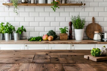 Wood white stone with vintage kitchen countertop background space banner for display or montage products