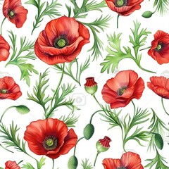 seamless background with poppies