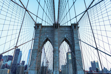 new york bridge connecting Manhattan and Brooklyn. brooklyn bridge of new york city. american...