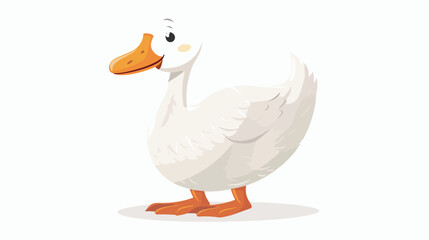 Cartoon cute goose on white background Flat vector isolated