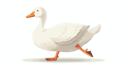 Cartoon cute goose on white background Flat vector isolated