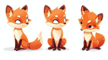 Cartoon cute little fox sitting Flat vector isolated