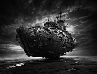 Foto op Plexiglas old ship in the sea © Angie