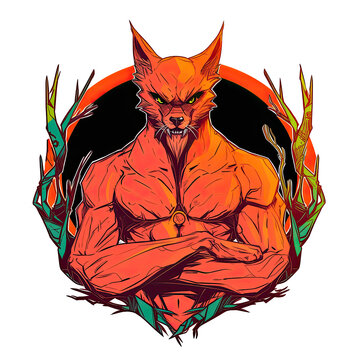 recommend clip art: a red catman logo with crossed arms