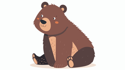 Cartoon funny little bear sitting Flat vector isolate