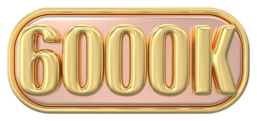 Number 6000K Gold 3D Render