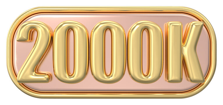 Number 2000K Gold 3D Render