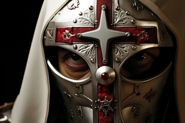 Knights Templar stand resolute under the Templar Cross their eyes set on the Holy Grail