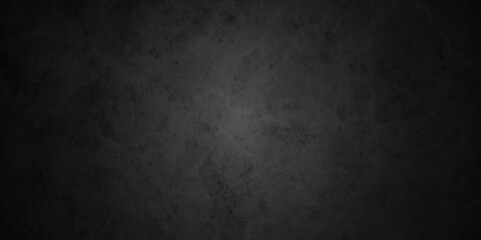 Dark black grunge stone concrete wall natural pattern.  Dark concrete or cement floor old black. Panoramic banner dirty gray with black background distressed rough black stone. 