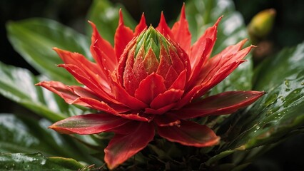 Fototapeta premium Tropical Flower Focus Stacking, Exploring Spiky Mounds in Stunning Close-Up Shots
