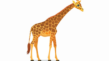 Cartoon giraffe isolated on white background flat Vector