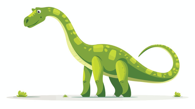 Cartoon green dinosaur on white background flat vector