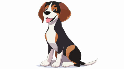 Cartoon happy beagle dog sitting flat vector
