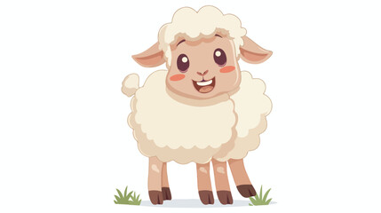 Cartoon happy lamb isolated on white background flat vector