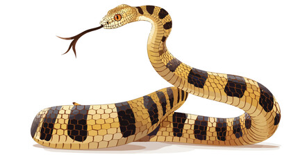 Cartoon king cobra snake on white background flat Vector