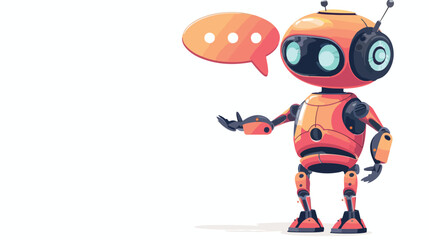 Cartoon robot with speech bubble flat vector isolated