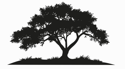 Cartoon Tree silhouette on white background flat vector