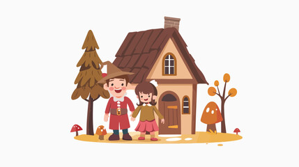 Classic children story Hansel and Gretel with a witch