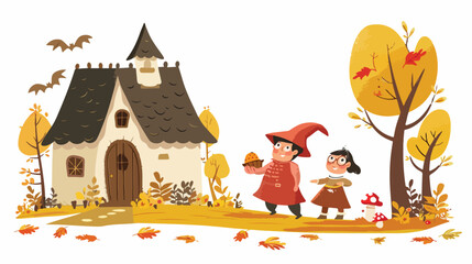 Classic children story Hansel and Gretel with a witch