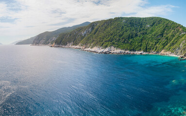 Aerial view of the coast on the Greek island of Skopelos