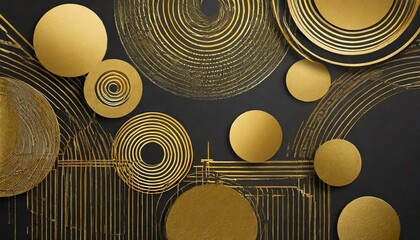 Elegant Symmetry: Black and Gold Geometric Circles