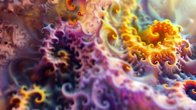 A kaleidoscope of swirling colors and intricate patterns this biofilm image resembles a psychedelic painting rather than a colony . AI generation.