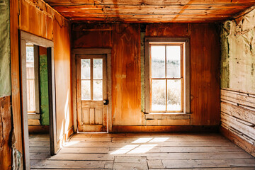 Interior of historic house at Bannack State Park in Montana