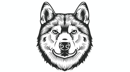 Coloring Page of a Dog Shiba Head Vector Illustration
