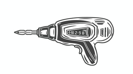 Cordless Electric Screwdriver doodle icon black and white - obrazy, fototapety, plakaty