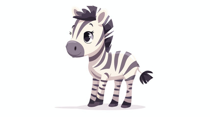 Fototapeta na wymiar Cute baby zebra cartoon flat vector isolated on white