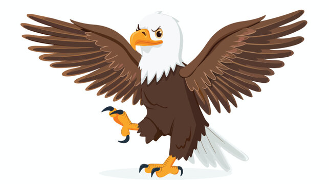 Cute Cartoon eagle cartoon waving flat vector isolated