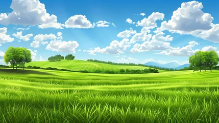 Rolgordijnen green field and blue sky © Jake