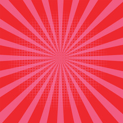 Pink and yellow sunburst comic retro vector background design with dotted warm color