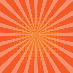 Abstract Orange comic sunburst background with rays. Geometric stripe line art design. Modern futuristic concept. Modern banner template. Suit for cover, poster, website,